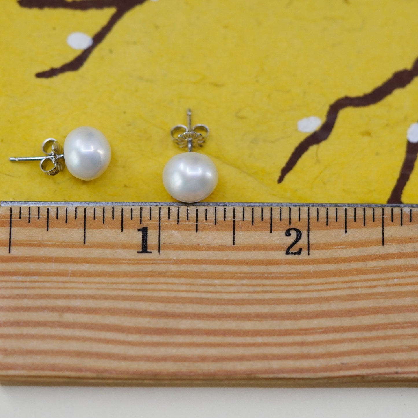 7mm, Vintage 925 Sterling silver handmade studs earrings white pearl