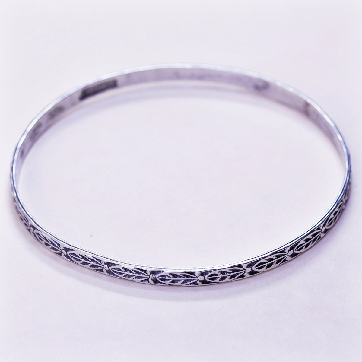 8.25”, vintage danecraft sterling silver handmade 925 bracelet, textured bangle