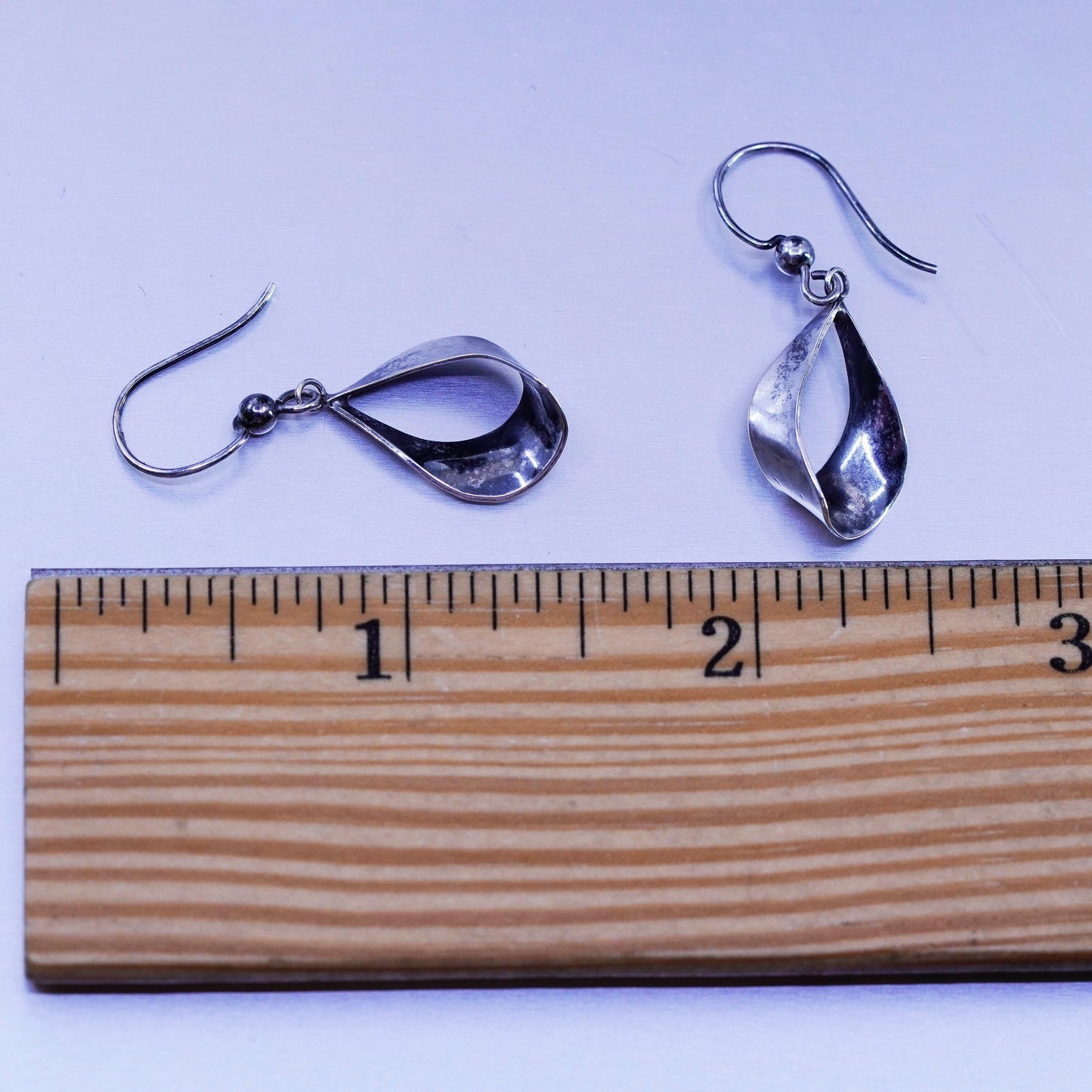 Vintage Mexico Sterling 925 silver handmade teardrop earrings
