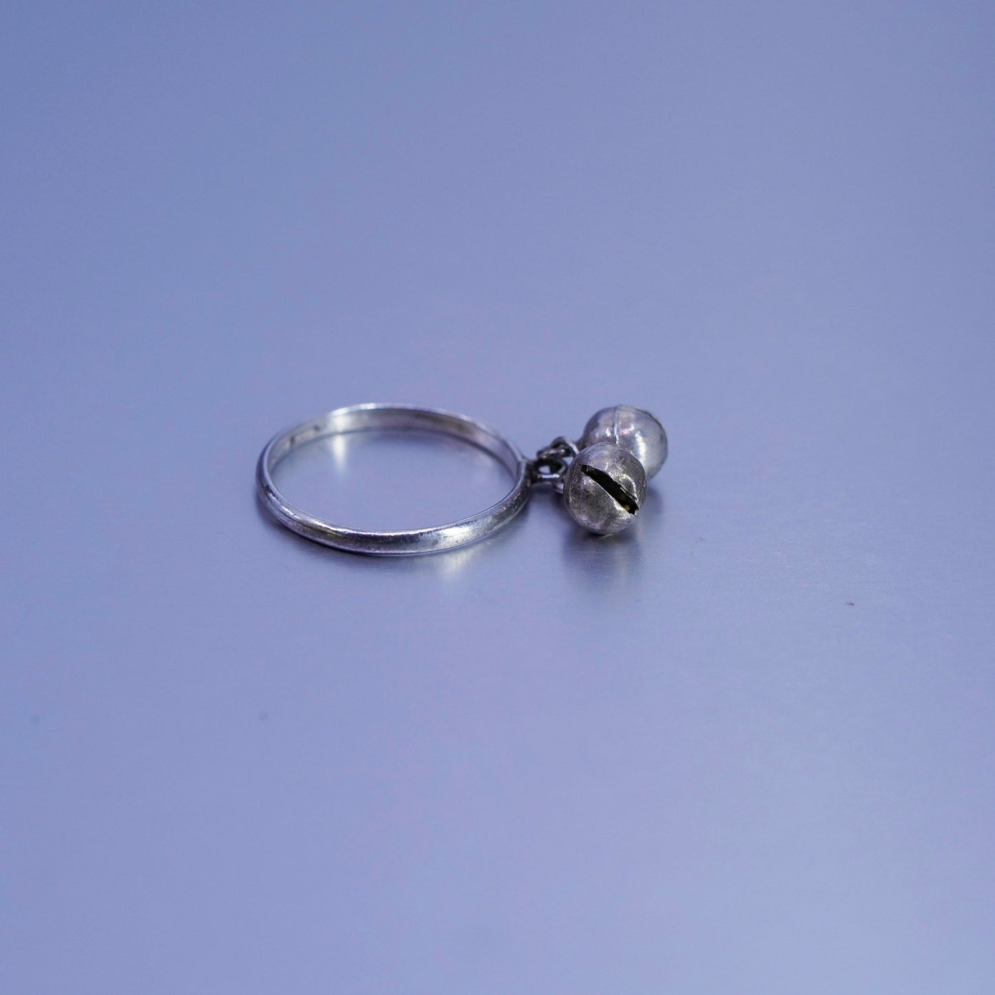 Size 8.75, southwestern Sterling 925 silver handmade ring, chime charm band