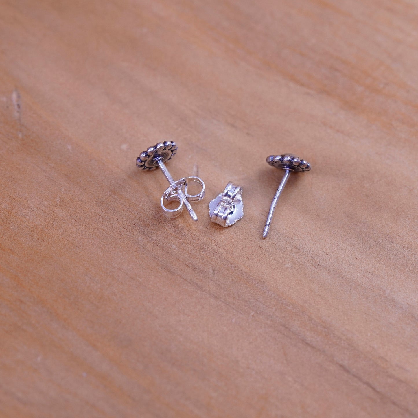 vintage Sterling silver handmade earrings, 925 flower studs