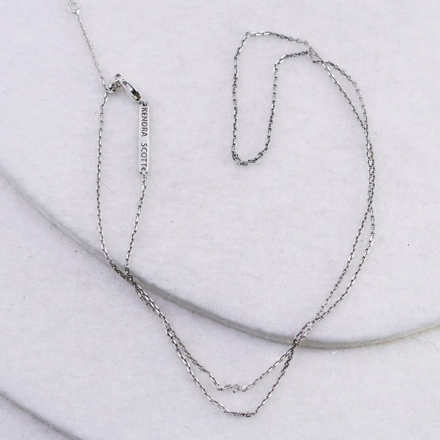 18+2” 1mm, vintage kendra scott Sterling 925 silver circle chain necklace