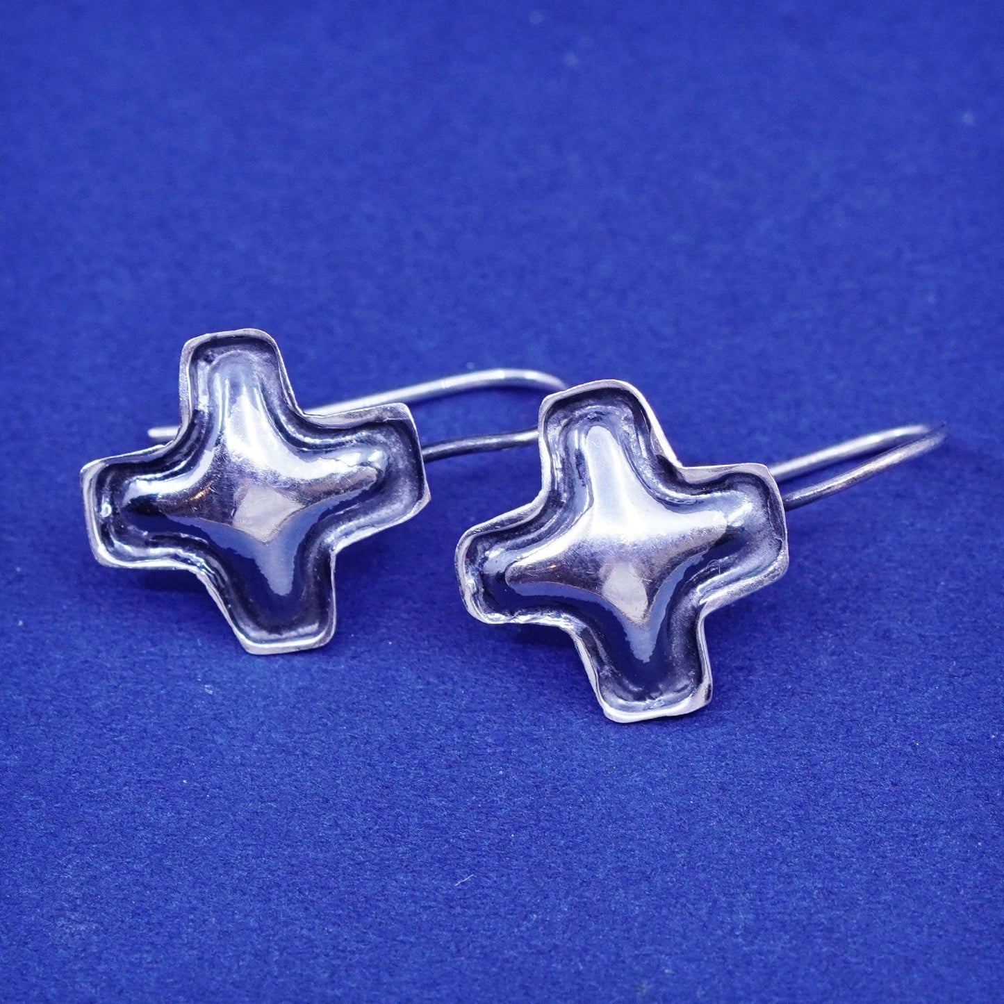 Vintage Sterling silver handmade earrings, 925 cross drops