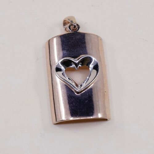 Vintage Vermeil Rose Gold sterling silver pendant, 925 Tag W/ Heart Cut Out