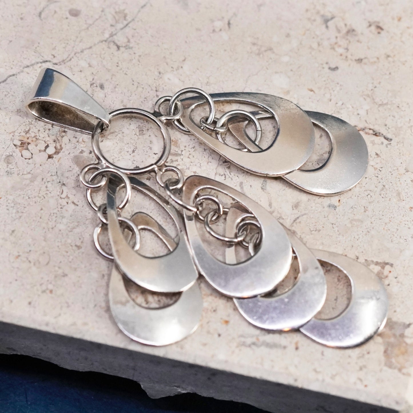 Vintage Sterling silver handmade pendant, 925 cluster teardrop