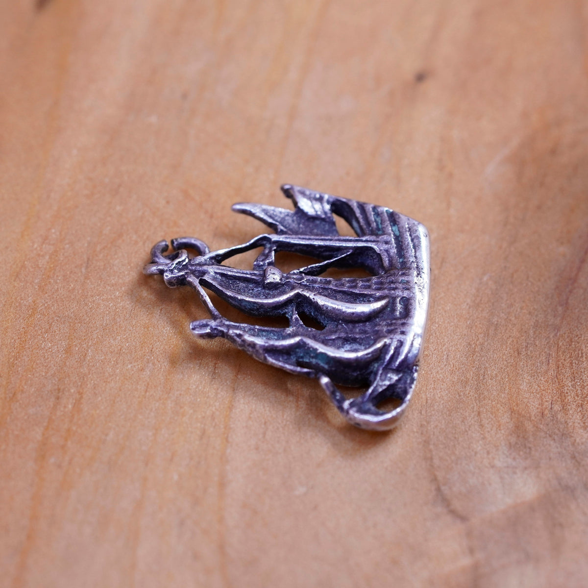 Vintage Sterling silver handmade charm, 925 sailing boat pendant