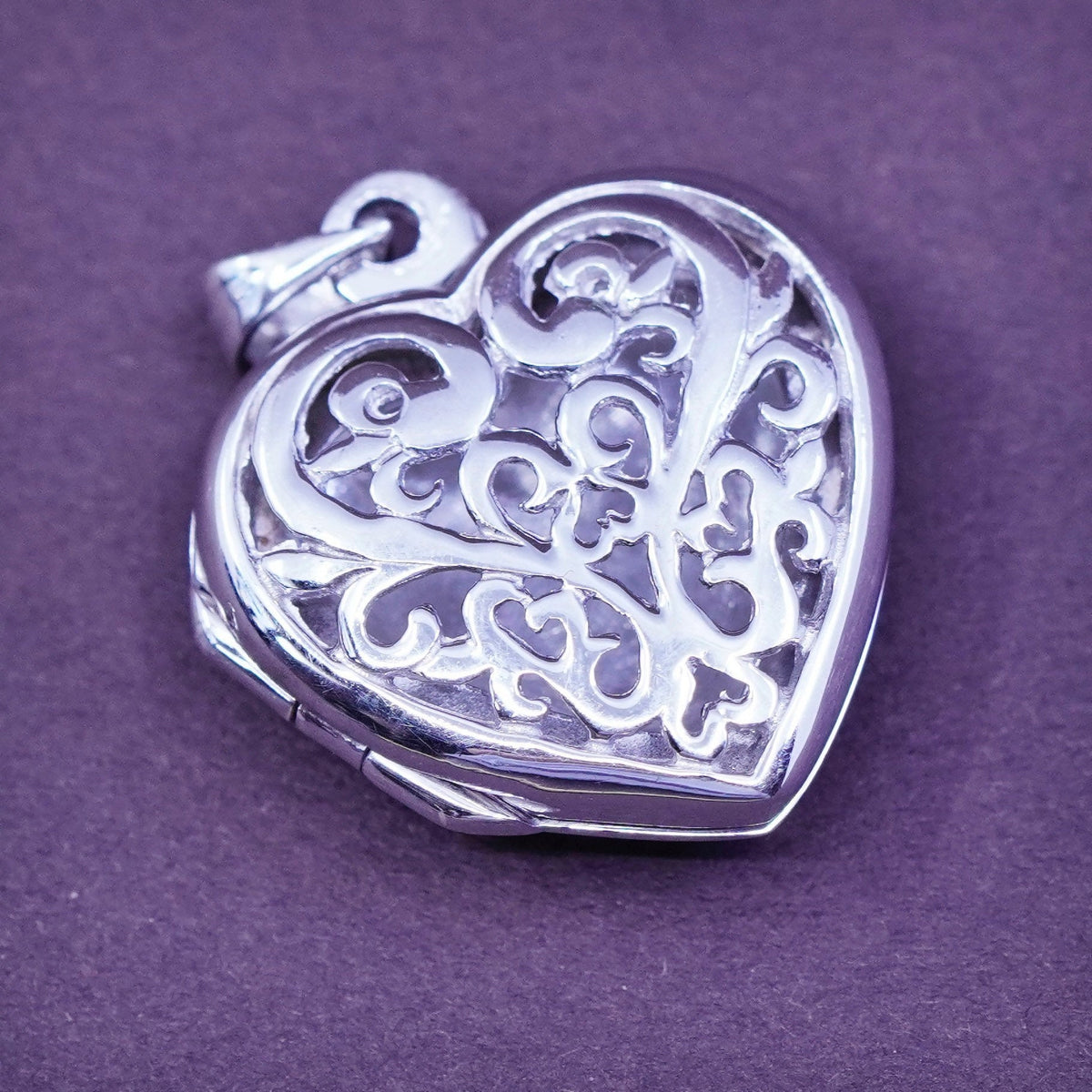 Vintage Sterling silver handmade pendant, filigree 925 photo locket