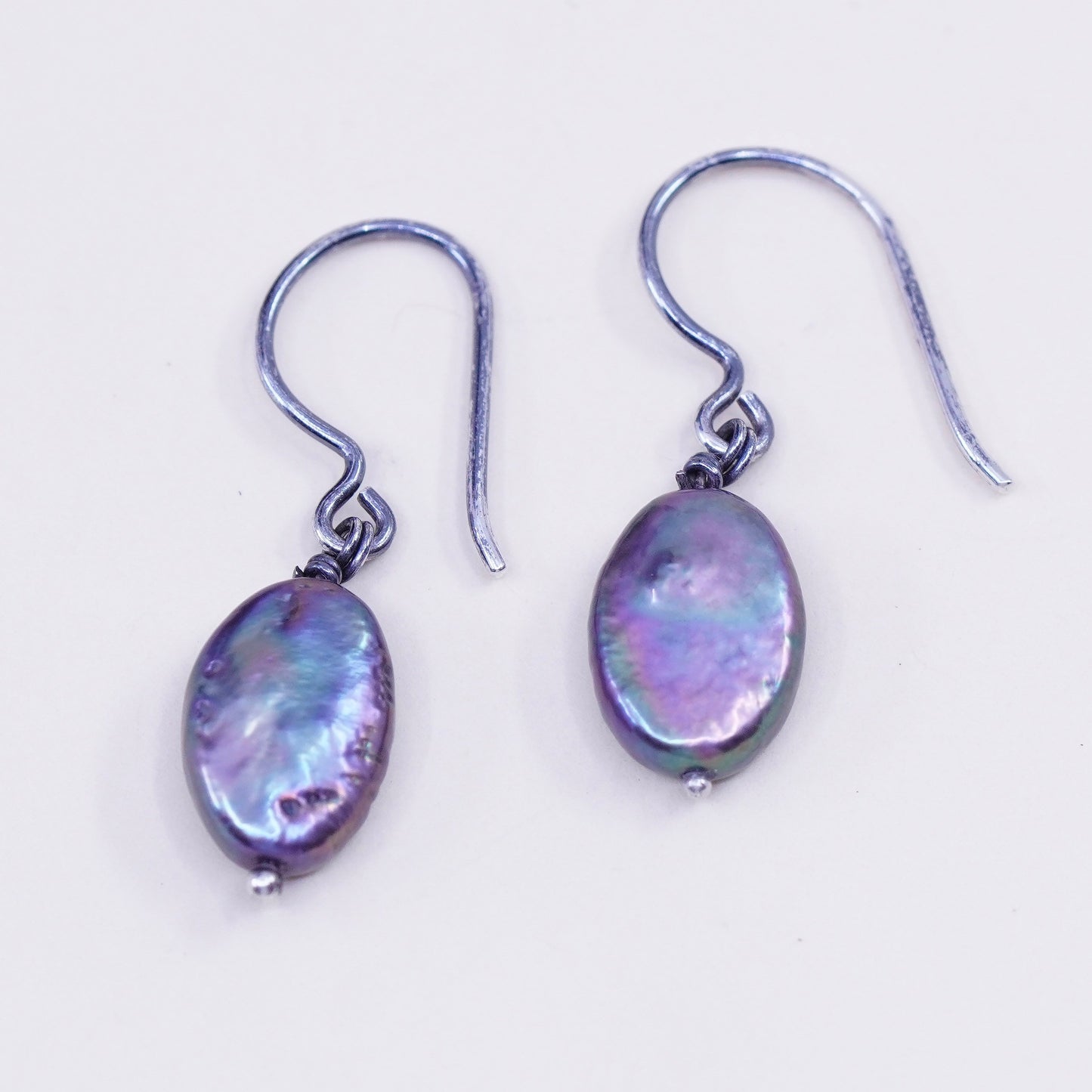 Vintage Sterling 925 silver handmade earrings with black pearl drop