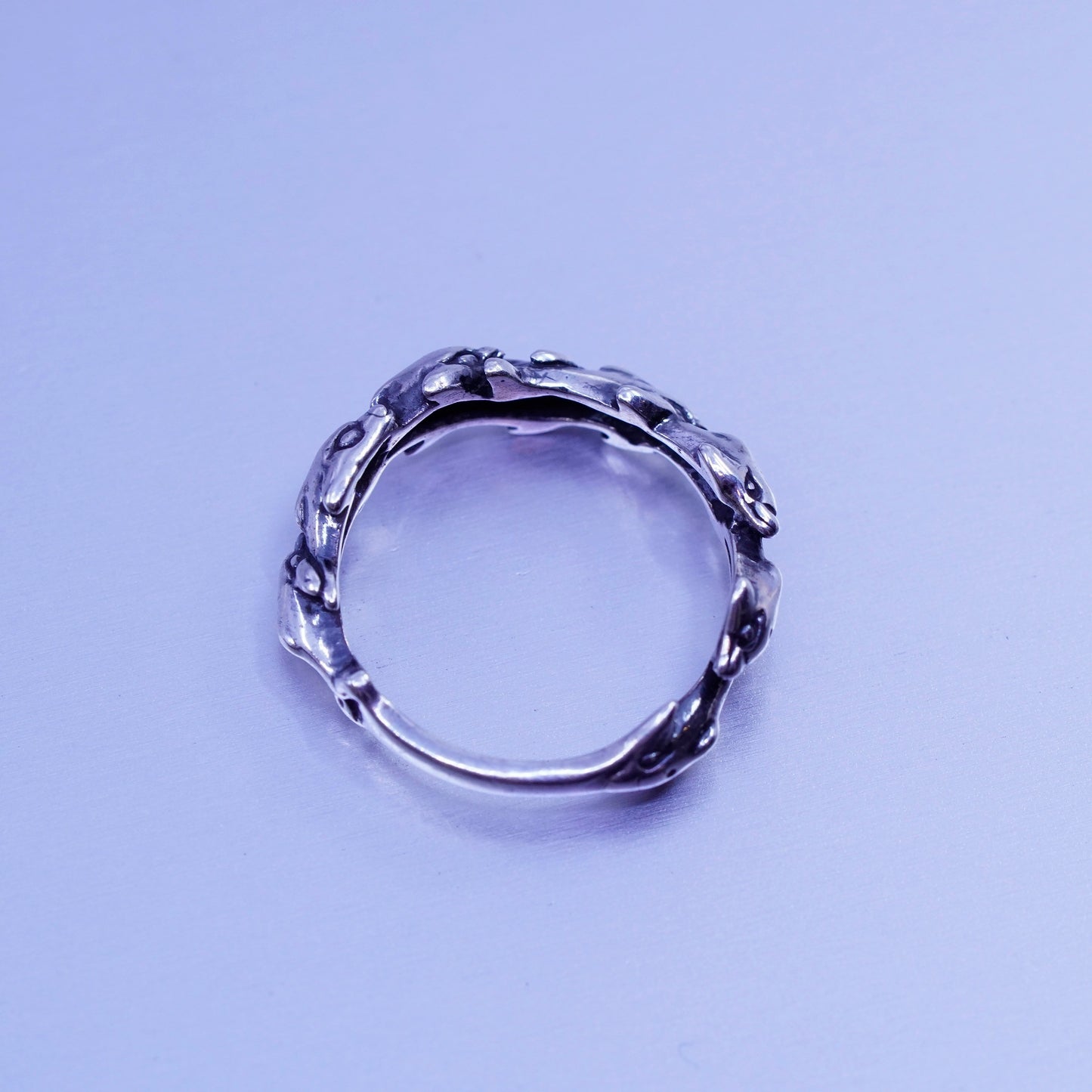 Size 6.25, vintage KBN modern Sterling 925 silver handmade dolphin ring