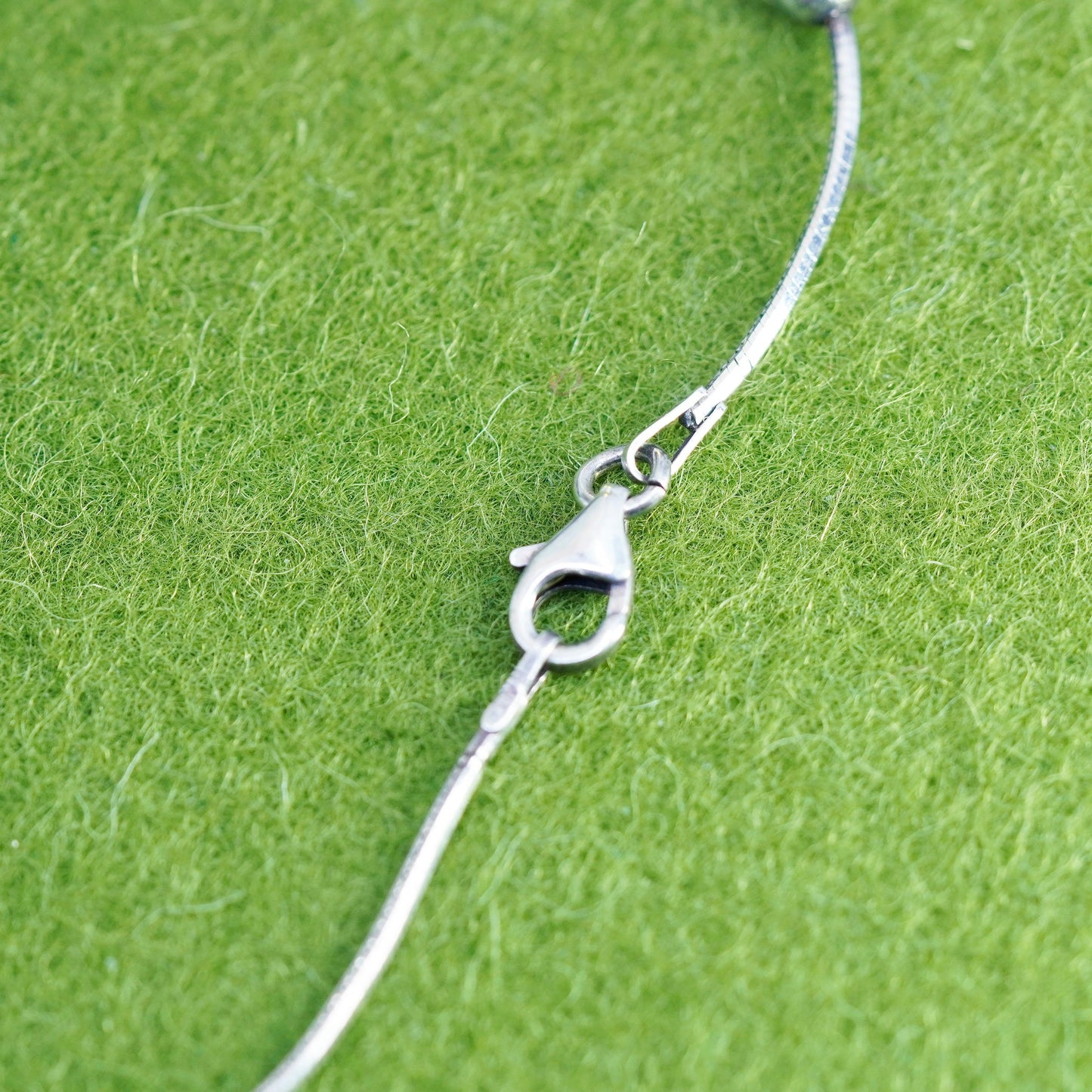 8.5”, 1mm, Vintage sterling silver snake bracelet, 925 chain with beads