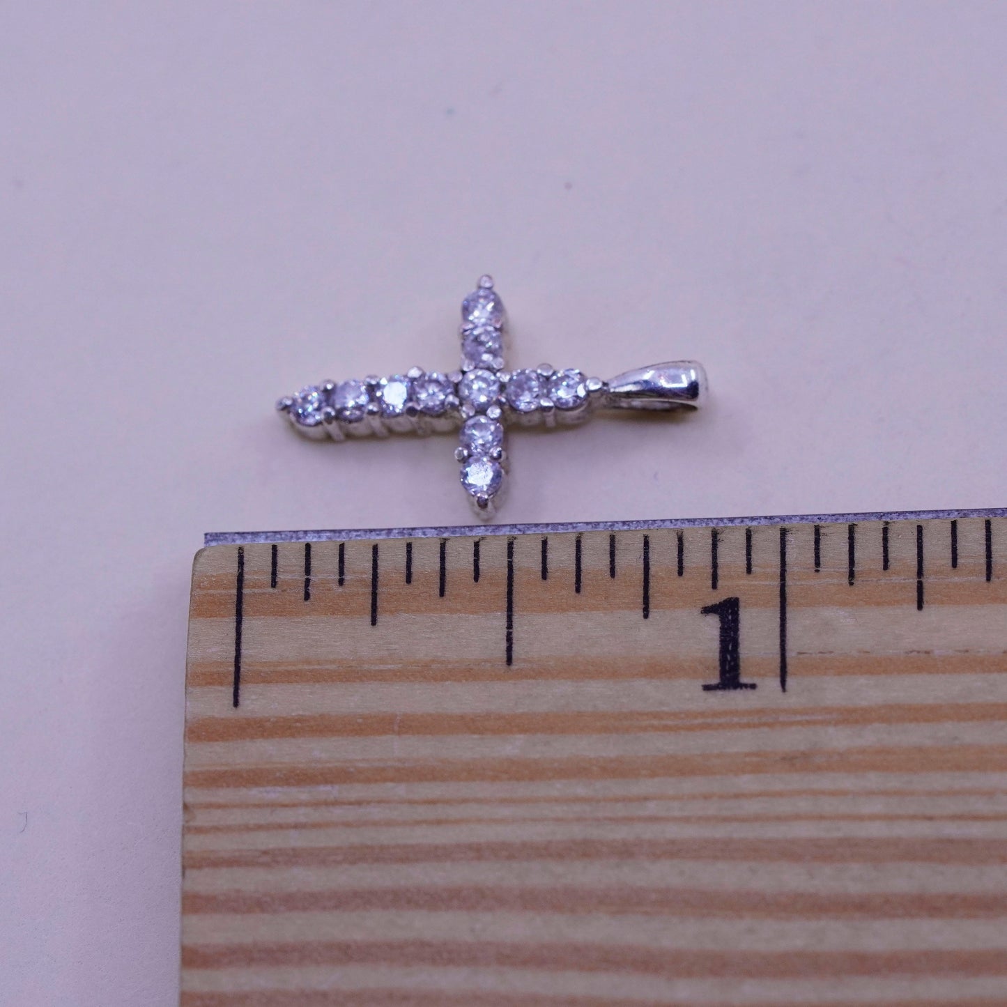Vintage sterling silver pendant, 925 cross handmade pendant with Cz