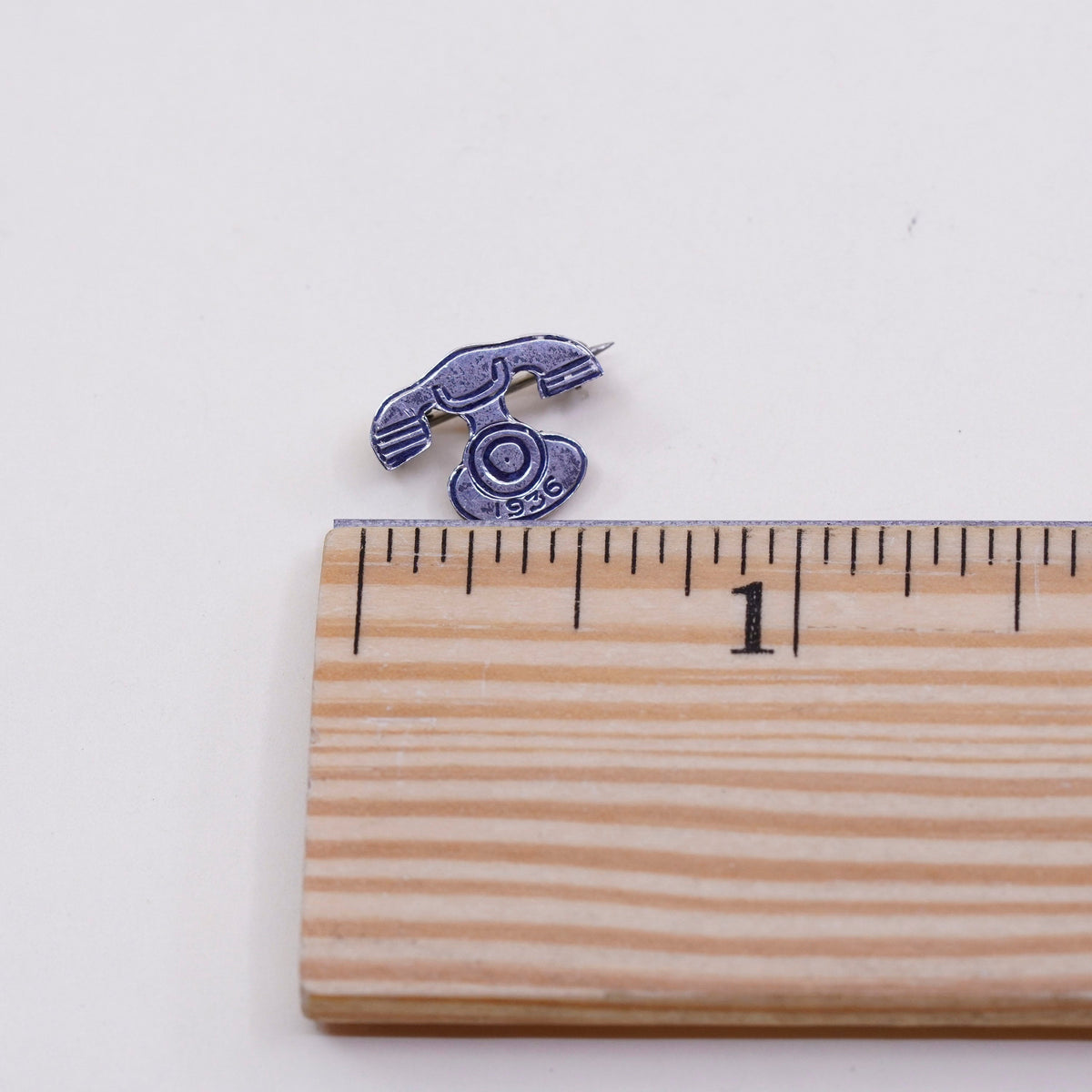 Vintage Sterling silver handmade brooch, 925 old fashion telephone pin
