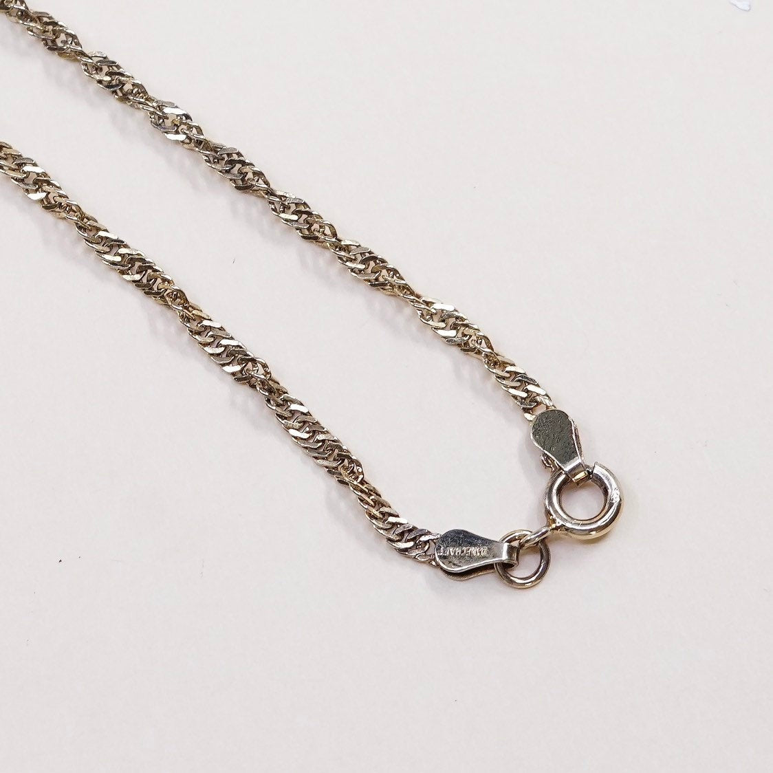 28”, 3mm, vtg Vermeil gold Sterling silver necklace, 925 Singapore rope chain
