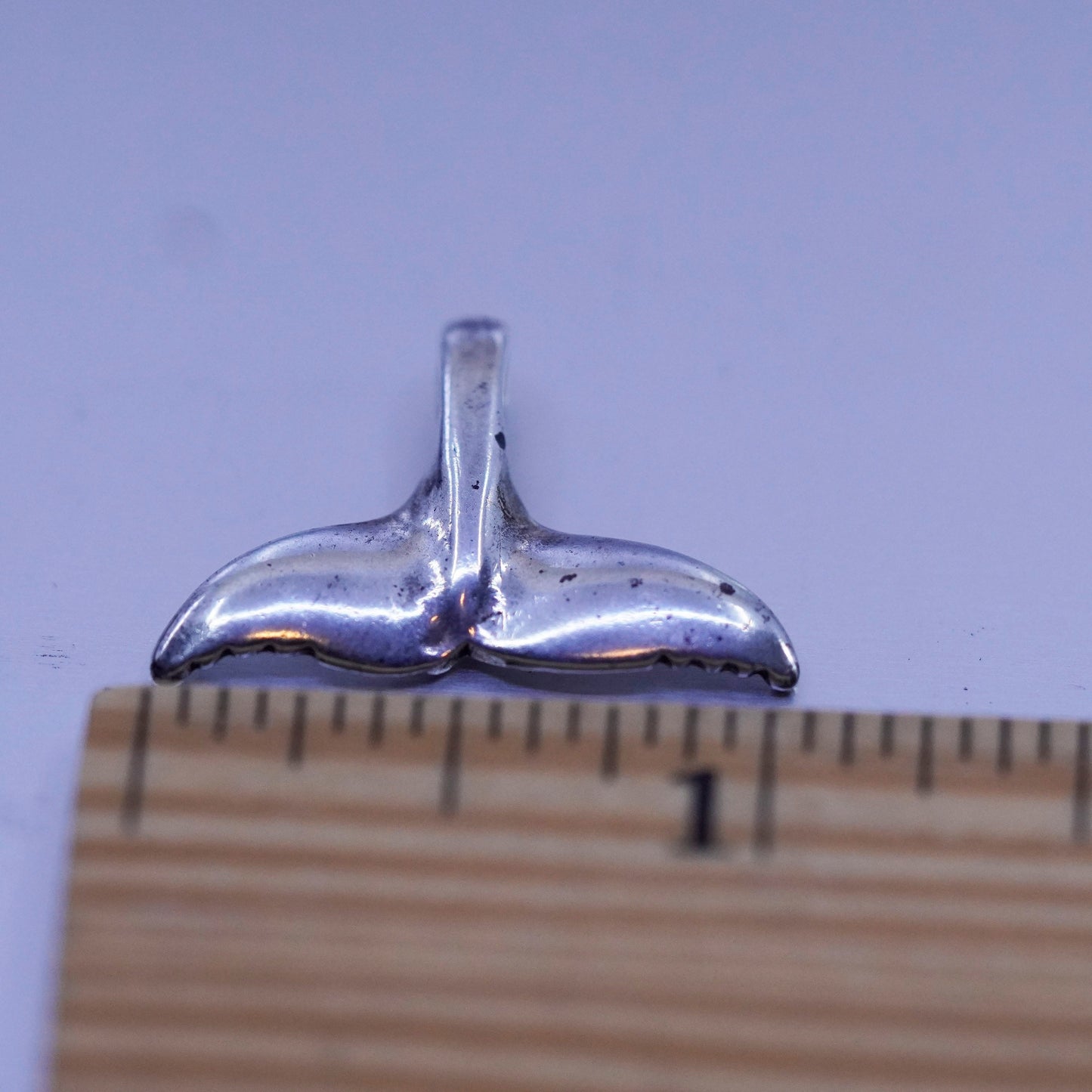 Vintage sterling 925 silver handmade whale tail pendant