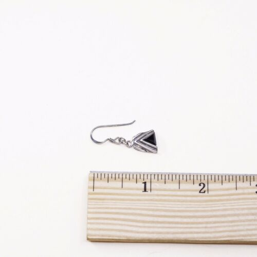 Amazing Southwestern handmade Sterling Silver earrings, 925 Obsidian Dangles