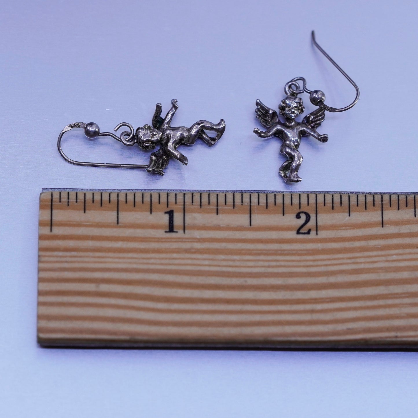 vintage Sterling silver handmade earrings, 925 Angel dangles