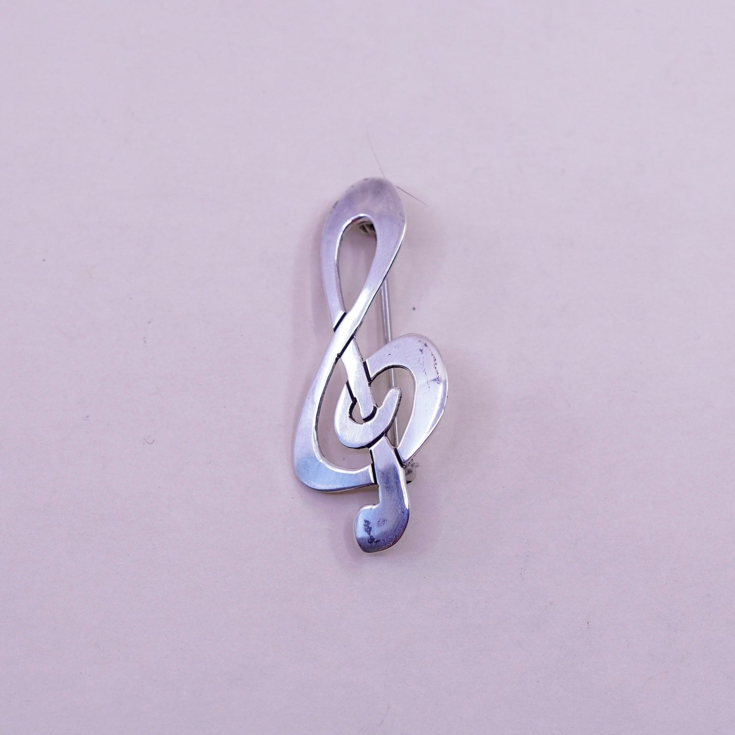 Vintage far fetched sterling silver handmade brooch, 925 music symbol