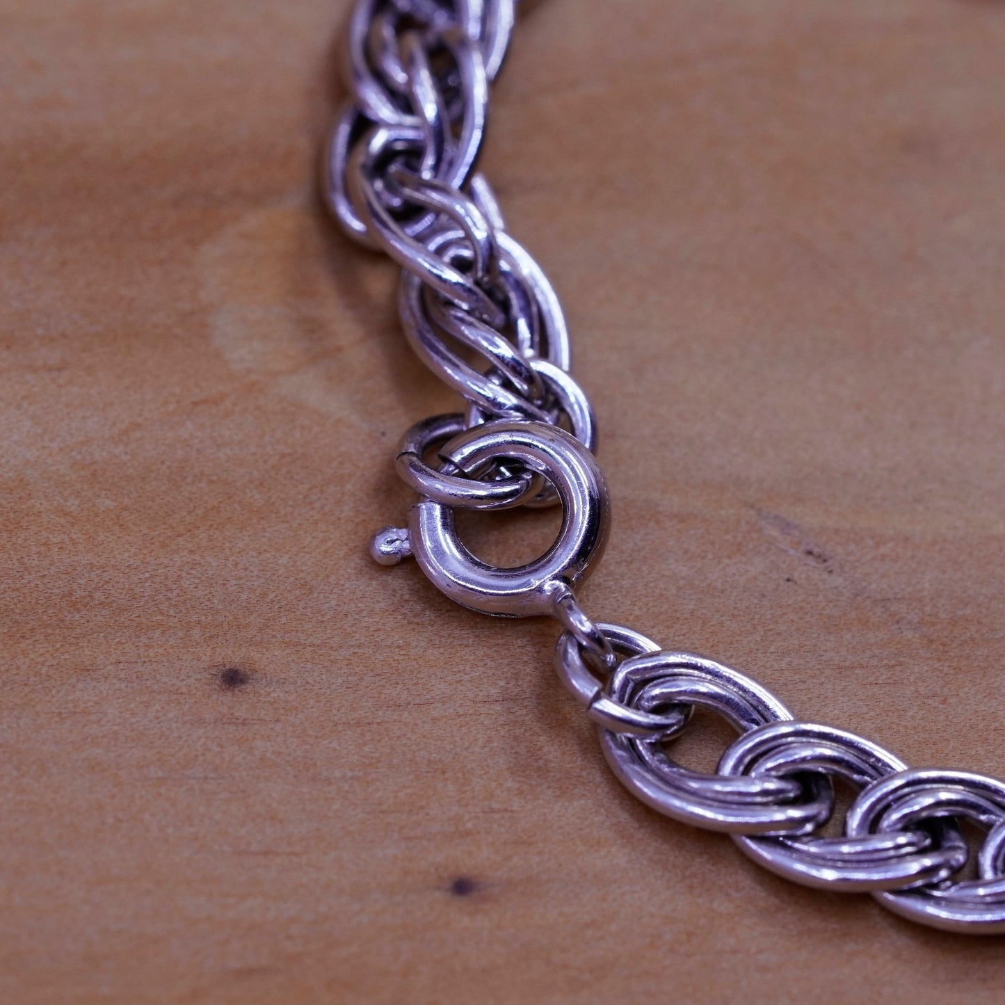 7”, 6mm, vintage Sterling silver handmade double curb bracelet, 925 charm chain