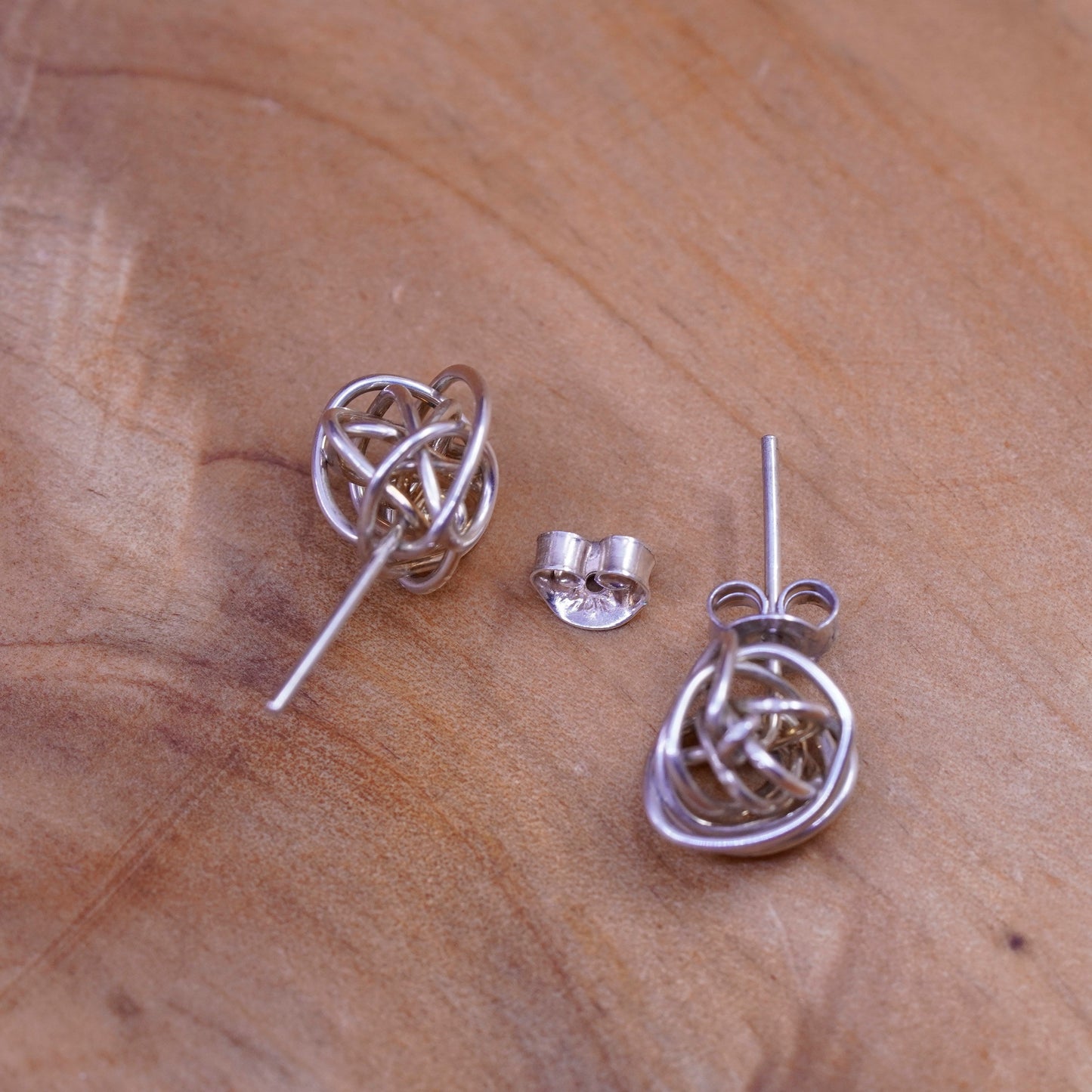 Vintage Sterling silver wired beads studs, 925 silver earrings