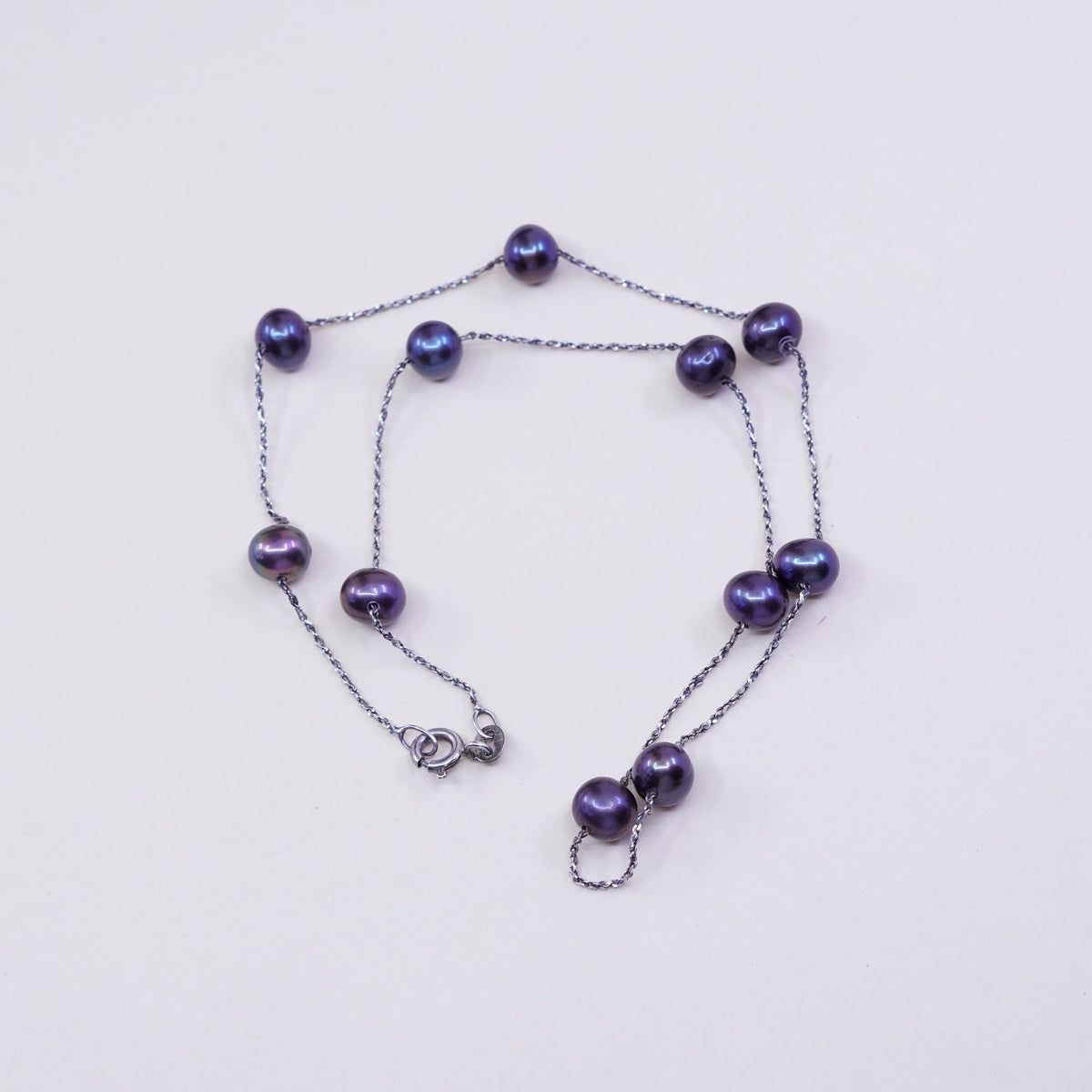 16”, Sterling silver handmade necklace, 925 twisted chain genuine black pearl