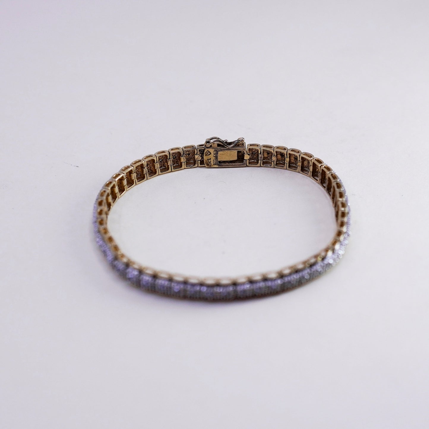 7.5”, vermeil gold over sterling silver tennis bracelet, 925 chain diamond