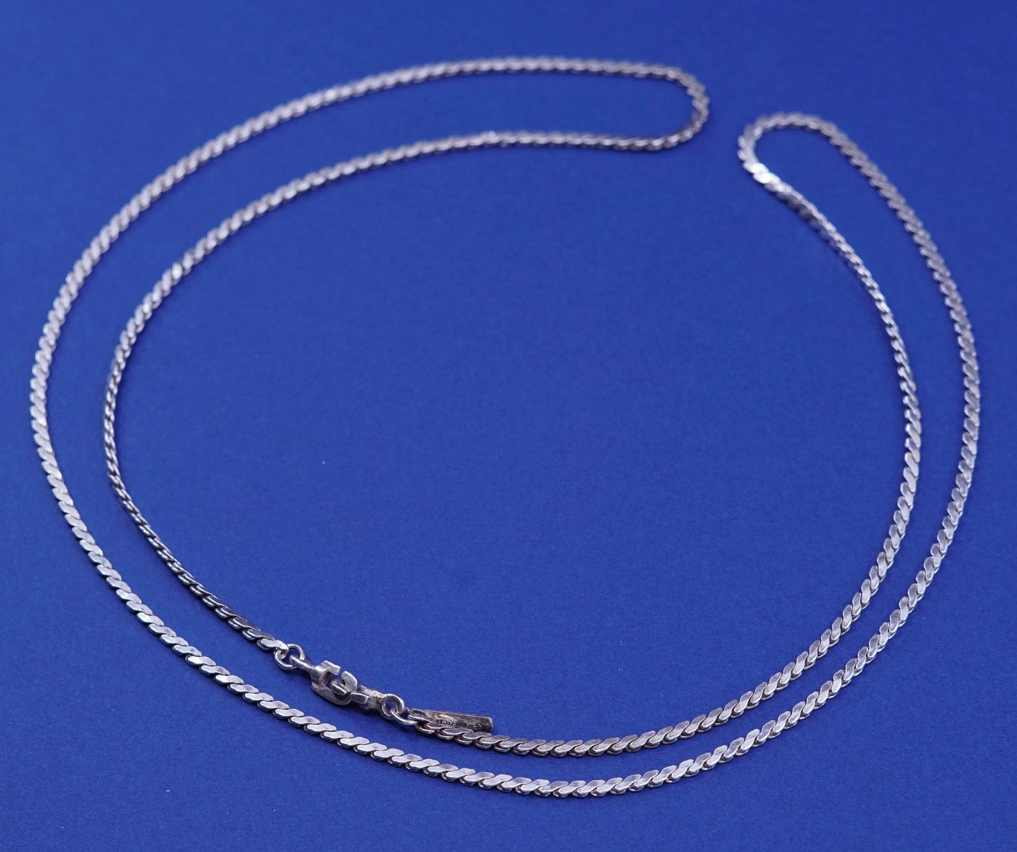 30”, 2mm, vintage Sterling silver handmade necklace, 925 flatten curb chain