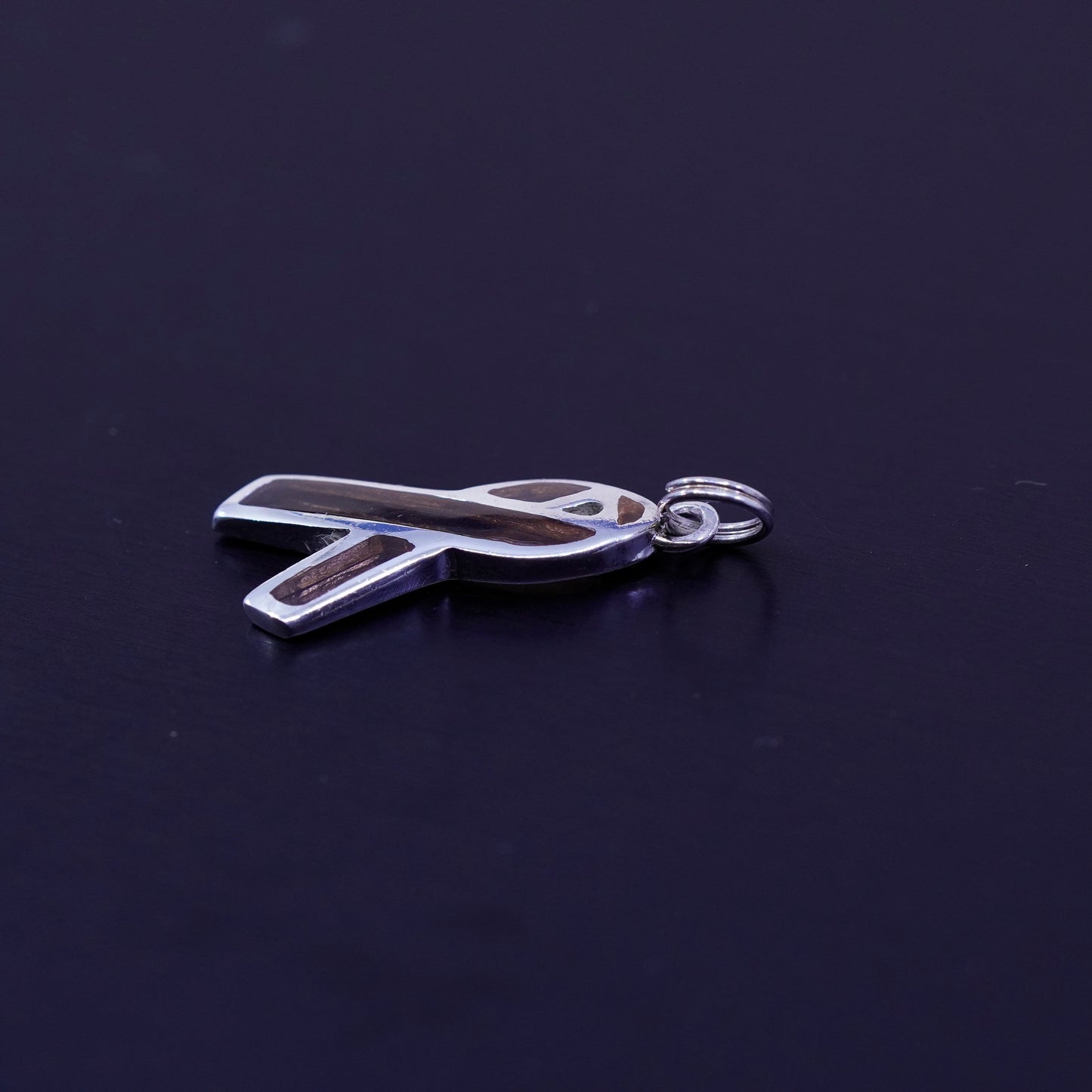 Antique Sterling silver charm, 925 breast cancer cure ribbon charm