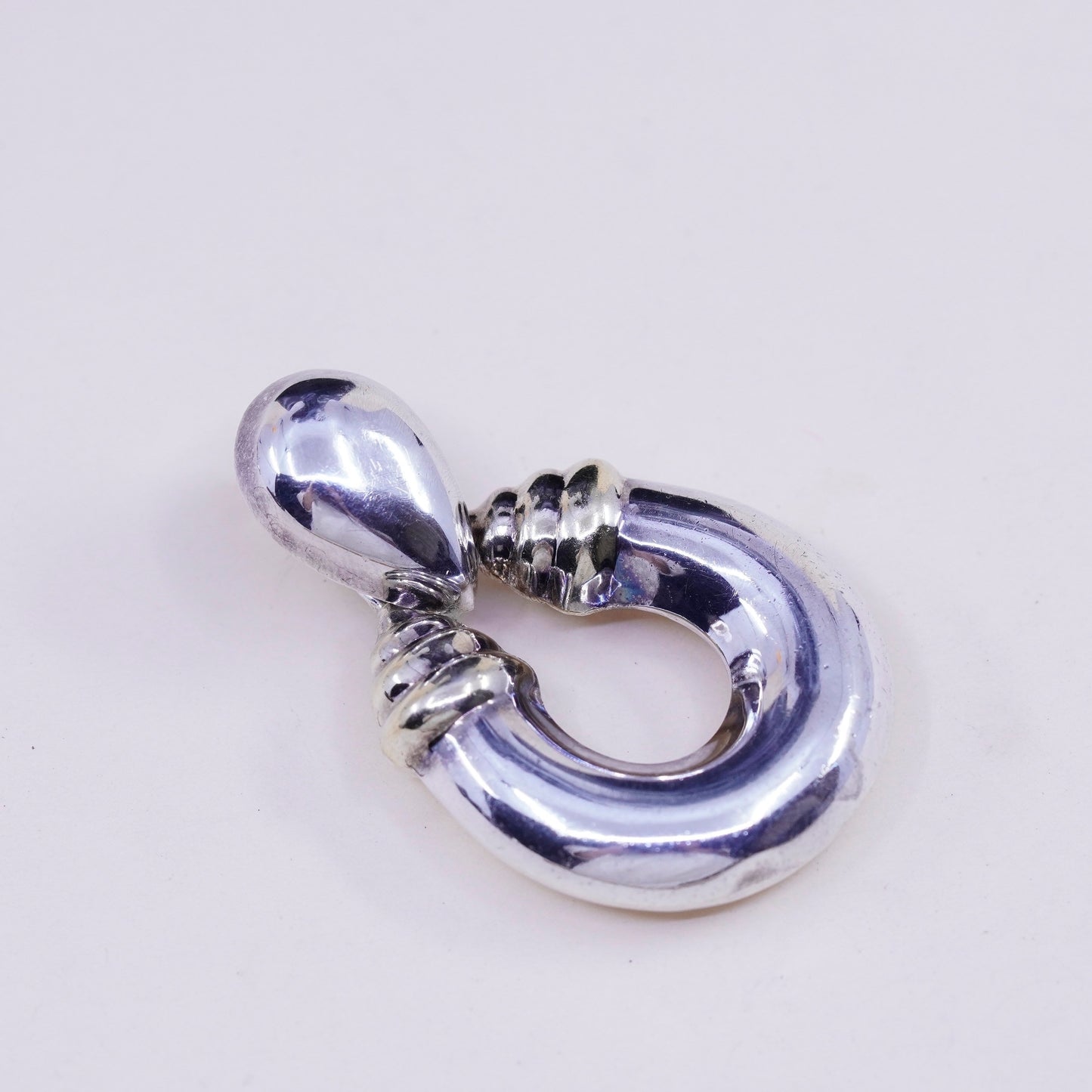Vintage modern IBB sterling silver handmade earrings, bold 925 teardrop dangle