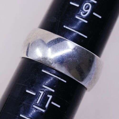 Sz 10, Vtg NM Sterling Silver Handmade Wedding Ring, 925 Silver Wide Band