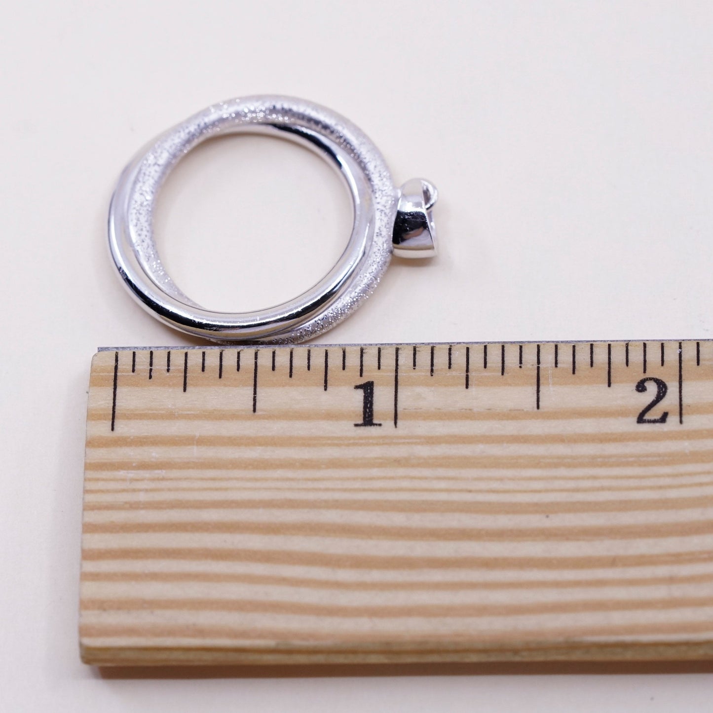 Vintage Sterling silver handmade pendant, glitter 925 Silver entwined circle