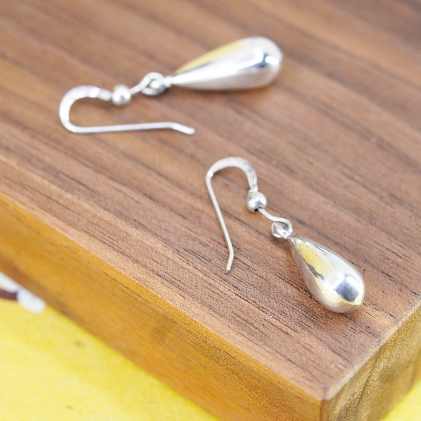 Vintage Sterling silver handmade earrings, 925 teardrop drops