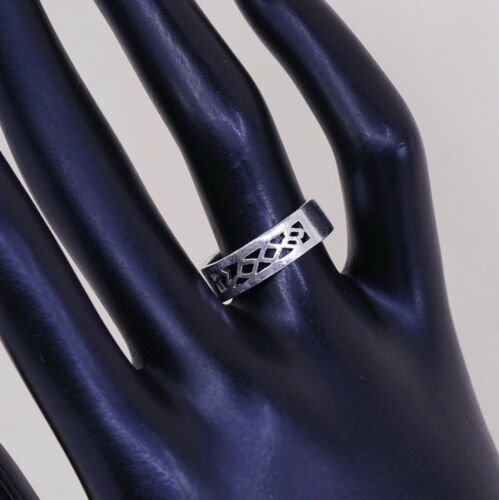 Sz 6.75, Vtg Sterling Silver Handmade Ring, 925 Silver Band W/ filigree