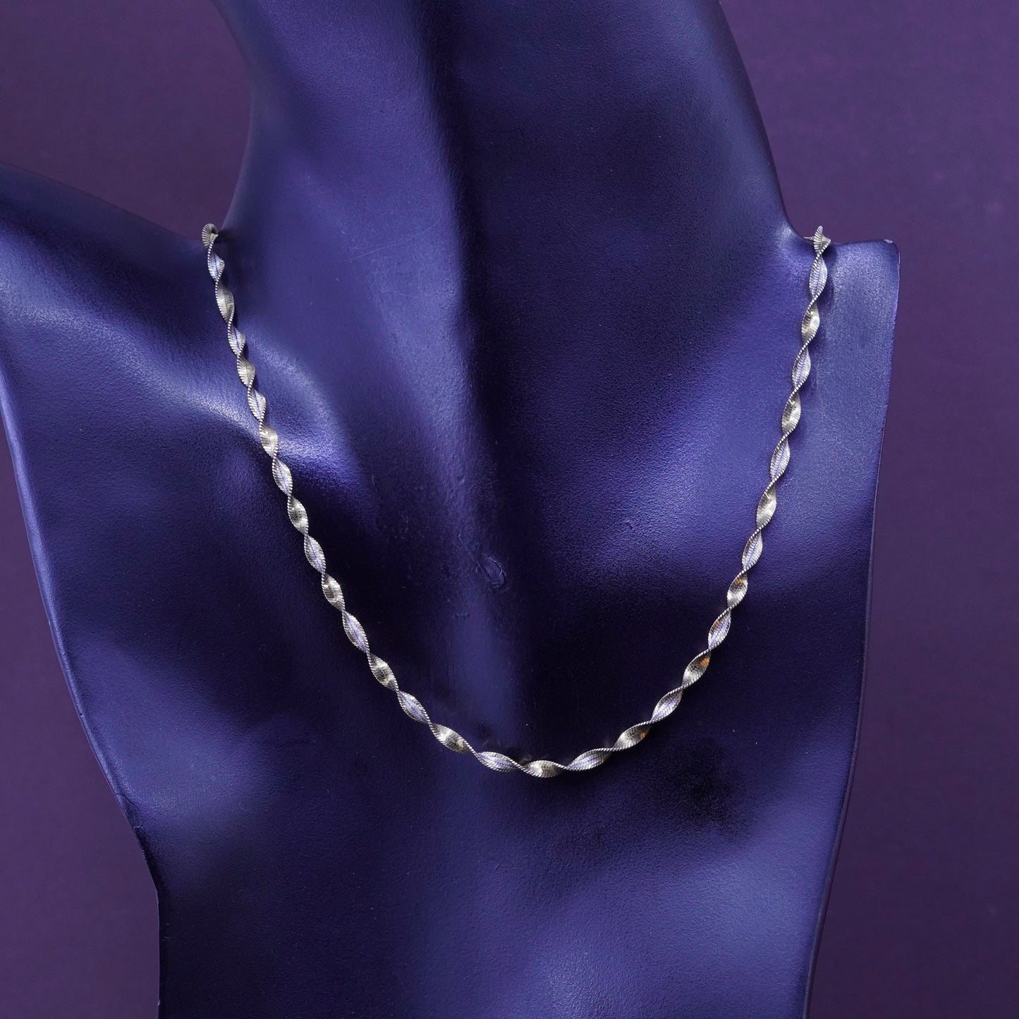 18”, Danecraft two tone Sterling silver necklace, 925 twisted herringbone chain