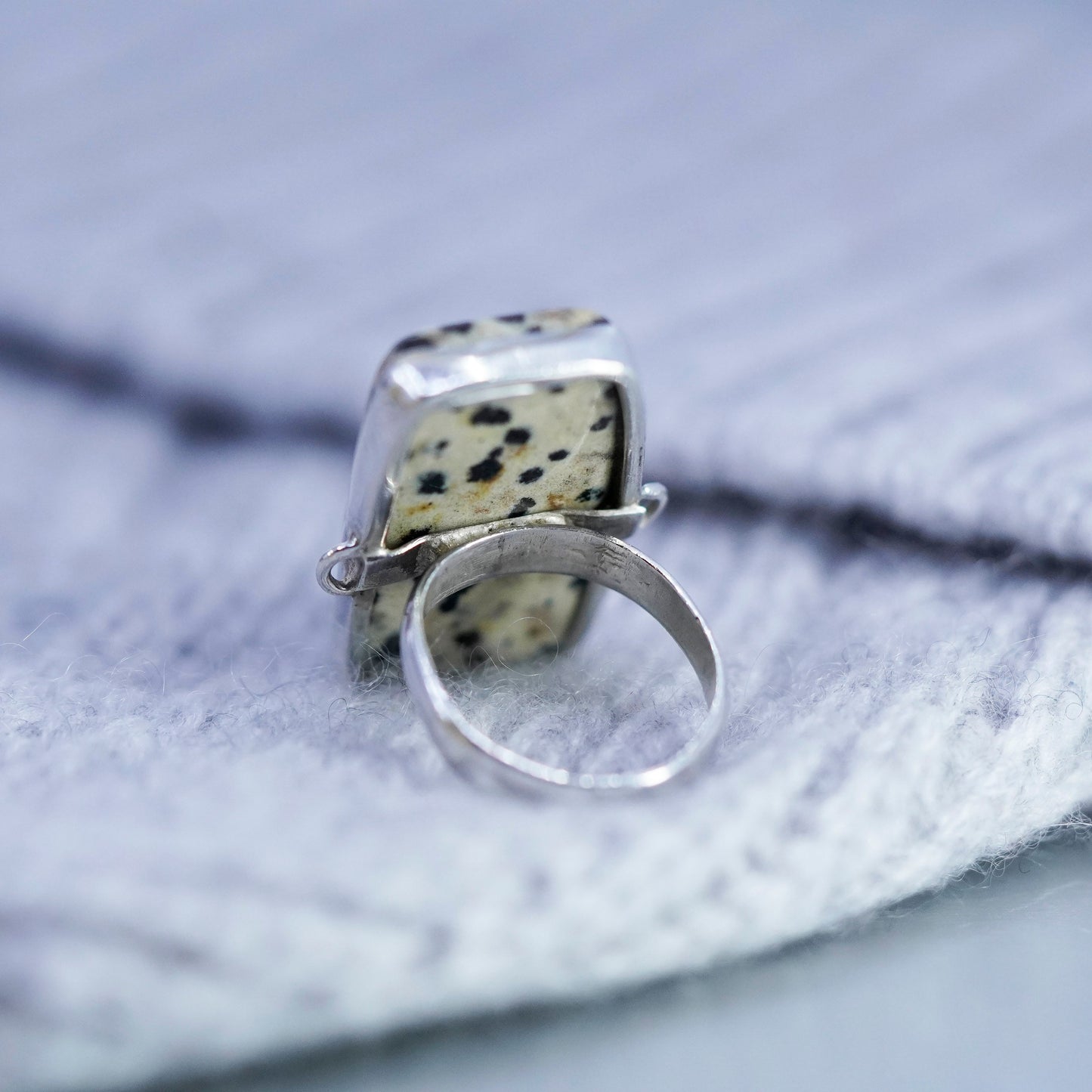 Size 4, southwestern Sterling 925 silver handmade ring with Dalmatian Jasper
