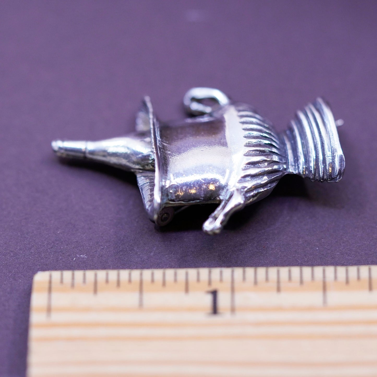 Vintage handmade sterling 925 silver a bottle of wine in ice bucket brooch pin