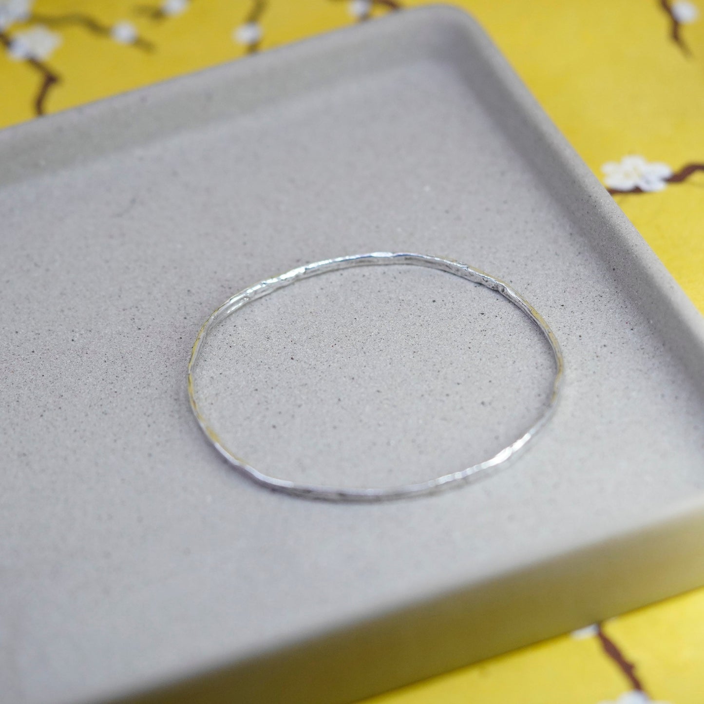 7.75”, Vintage mexico Sterling silver handmade bracelet, textured 925 bangle