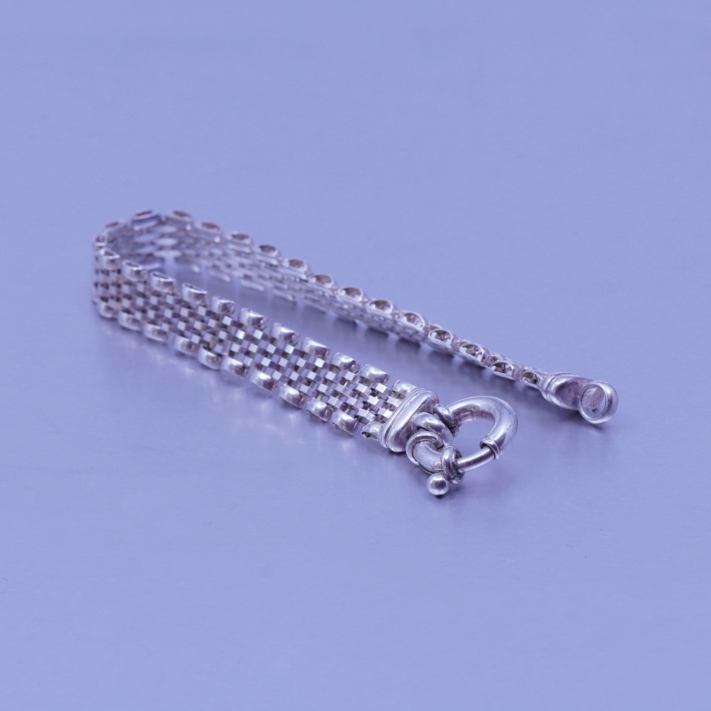 7.75”, 10mm, Italy Milor sterling 925 silver handmade bracelet, mesh chain