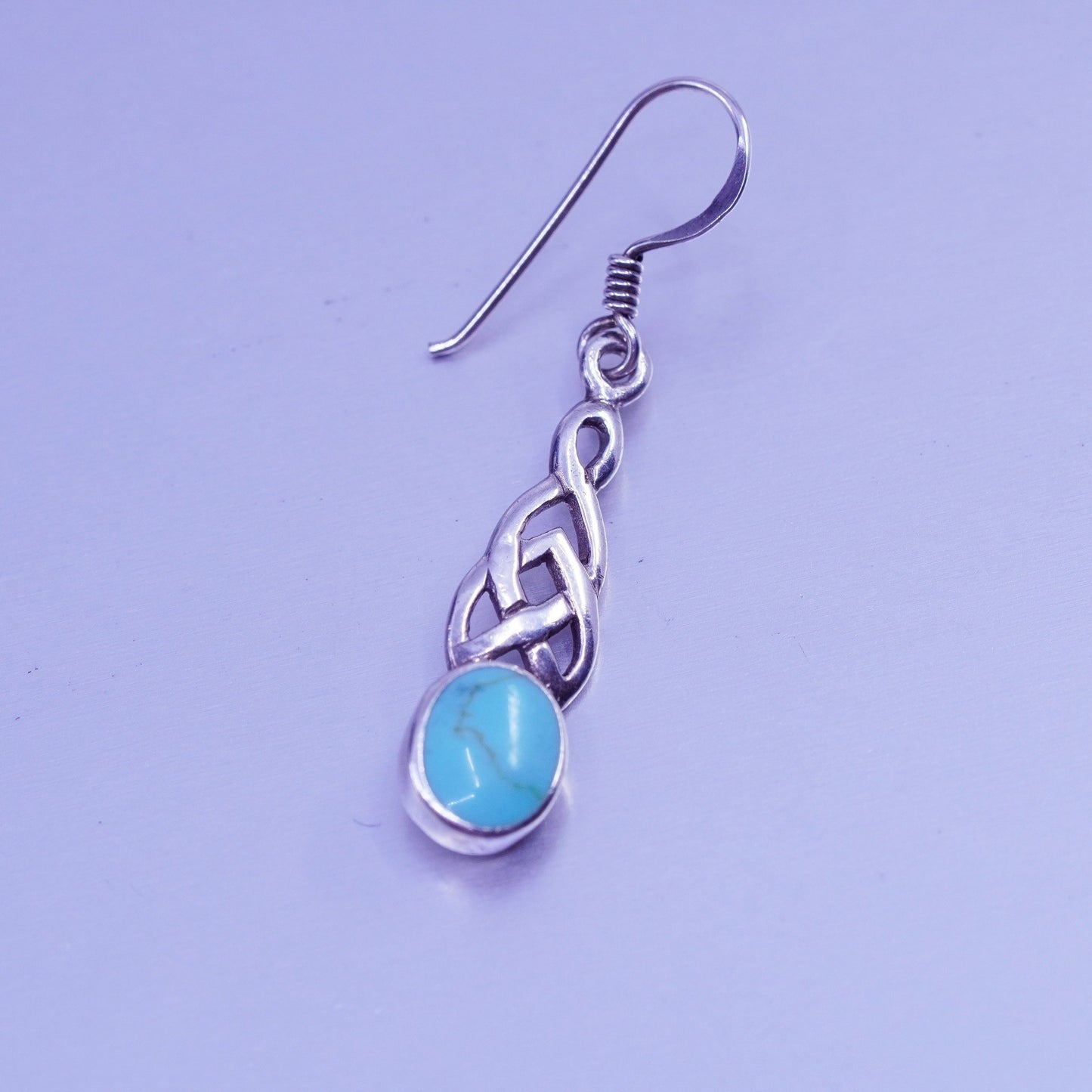 Irish Sterling 925 silver handmade filigree Celtic knot earrings turquoise