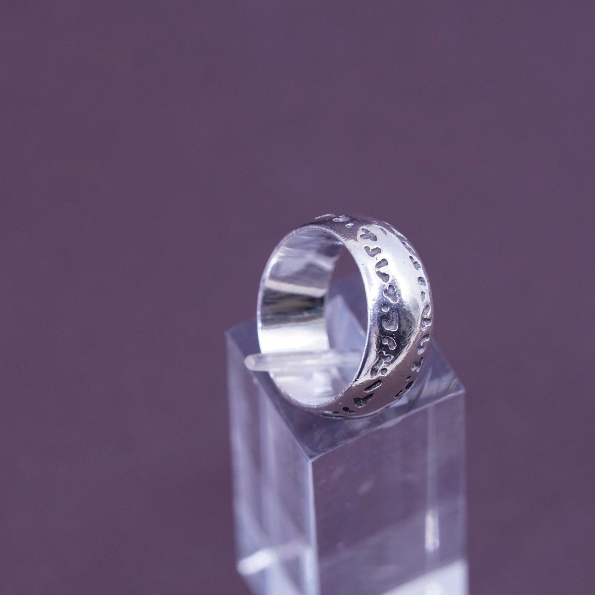 Size 6.5, vintage Sterling 925 silver handmade textured wide band ring