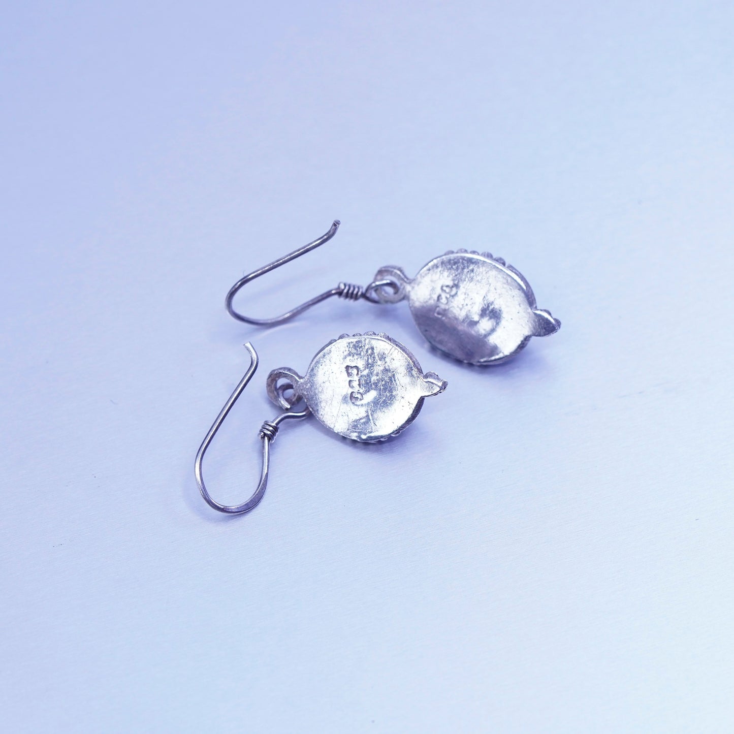Vintage Sterling 925 silver handmade earrings with emerald and beads