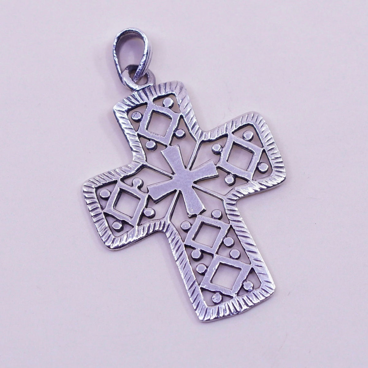 Vintage handmade Sterling silver pendant, 925 filigree cross