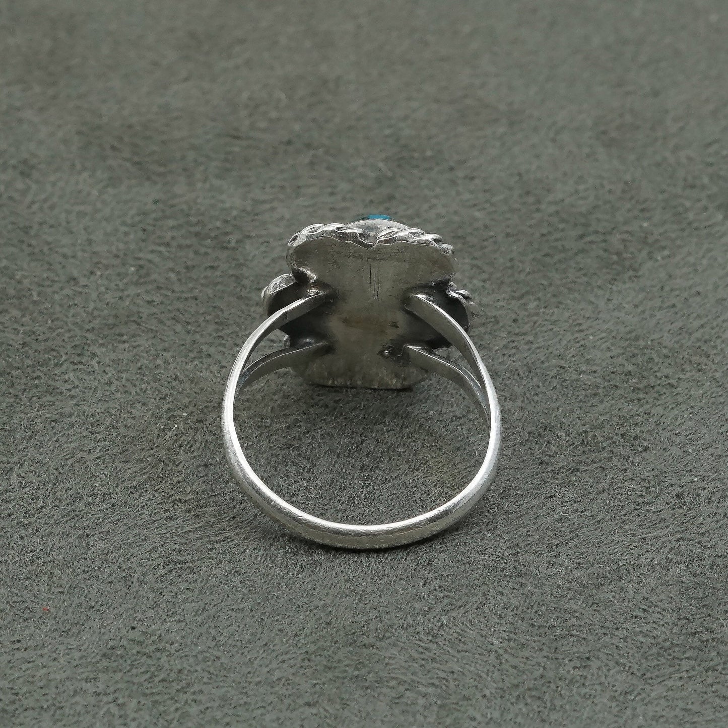 sz 9.75, vtg Native American Sterling silver handmade ring, 925 w/ turquoise