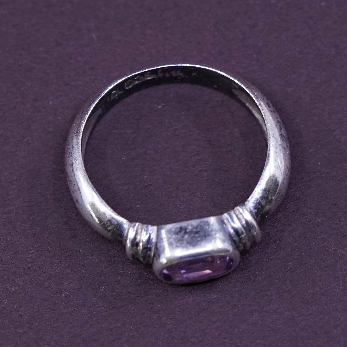 sz 6.75, Sterling silver handmade ring, 925 w/ oval amethyst