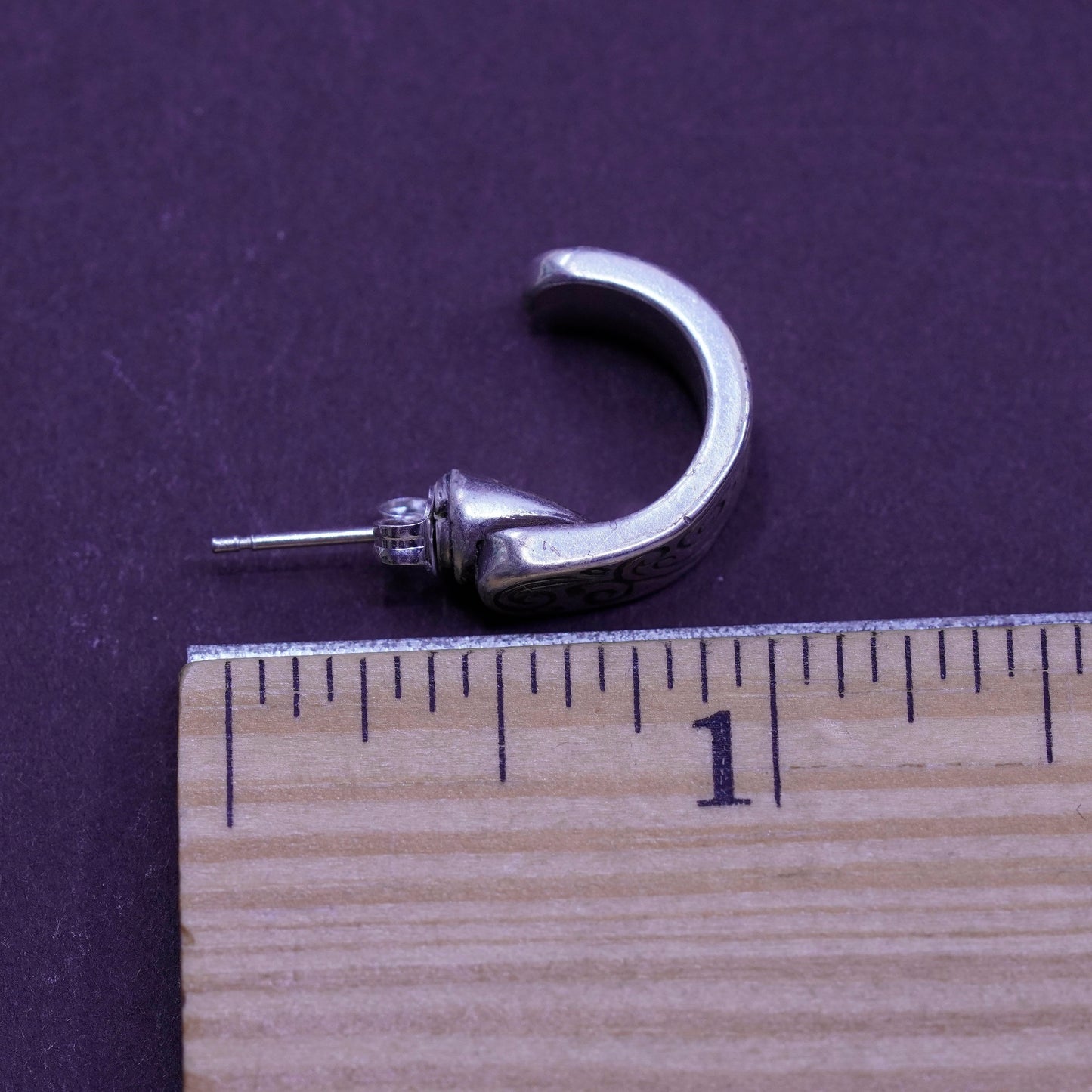 Vintage Sterling silver handmade earrings, 925 huggie, hoops studs