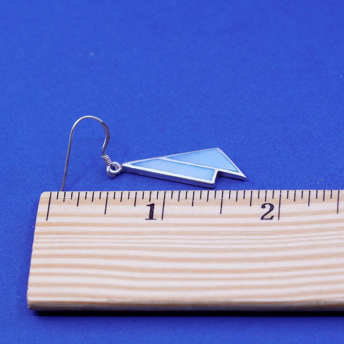 Vintage Sterling silver handmade earrings, 925 drops with blue mother of pearl