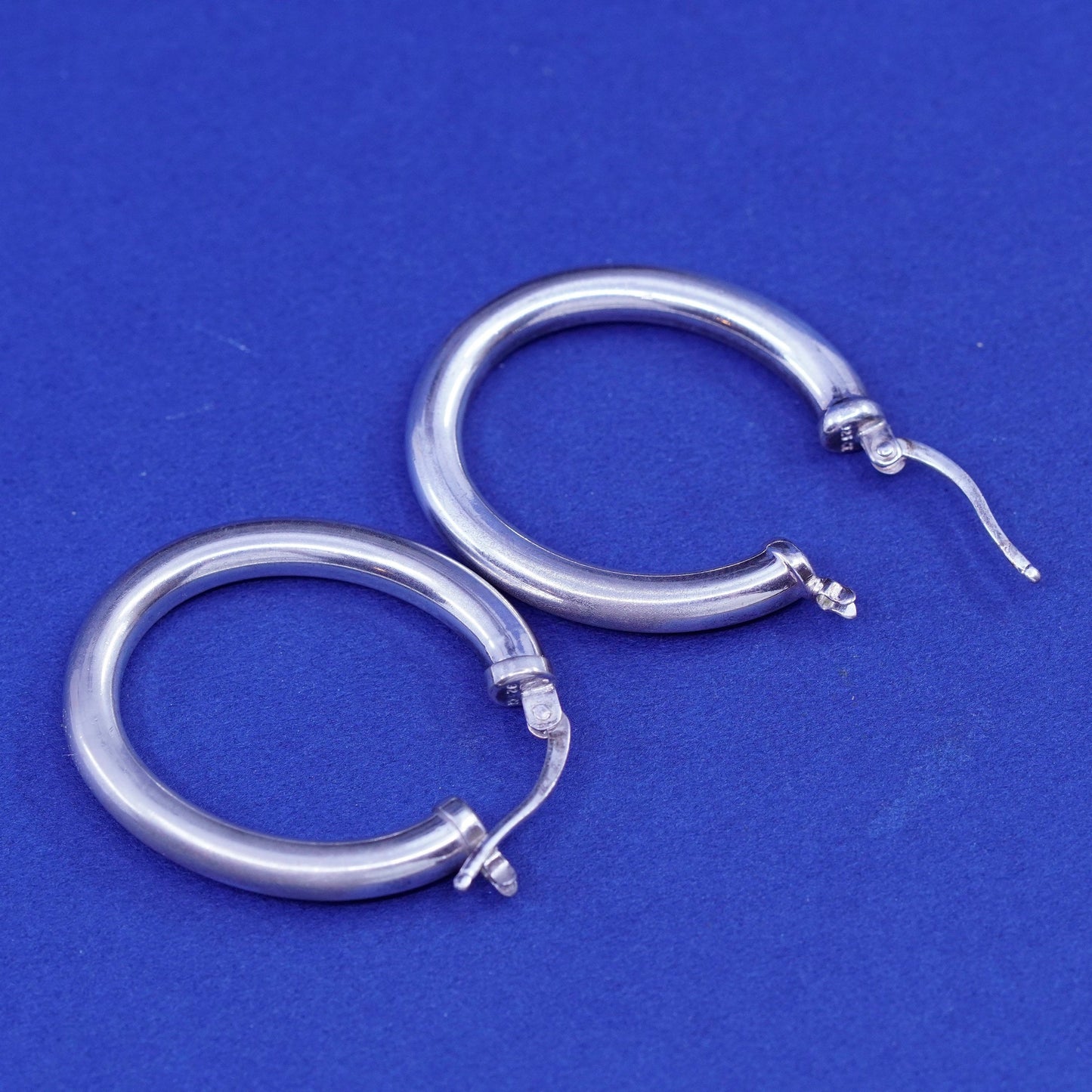 1”, vintage Sterling silver handmade earrings, bold 925 hoops