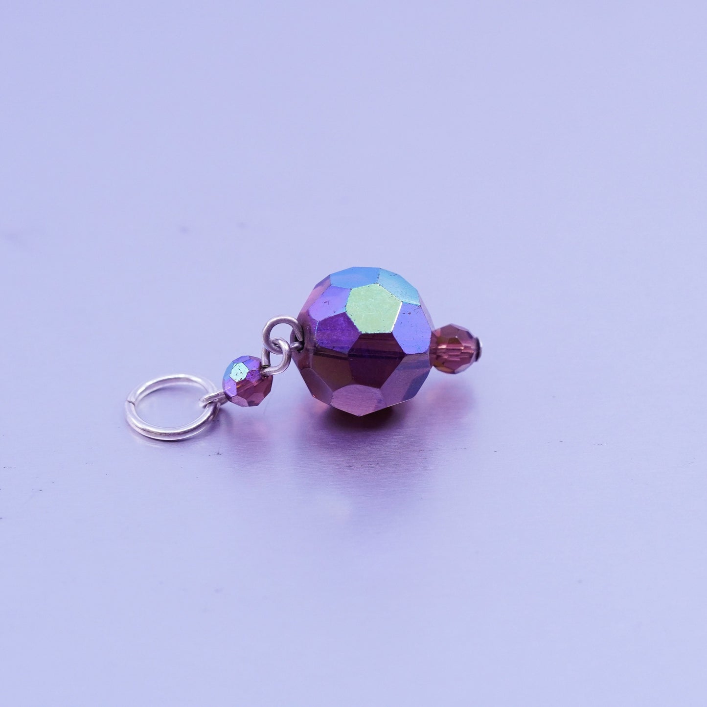 Italian sterling 925 silver pendant charm with glass bead