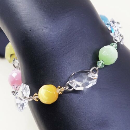 8.25”, Mexico Sterling 925 Silver Handmade Bead Bracelet, Tiger’s Eye beads