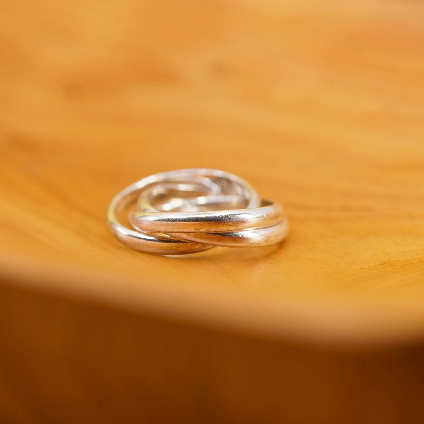 size 6, vintage Sterling silver handmade ring, 925 entwined band