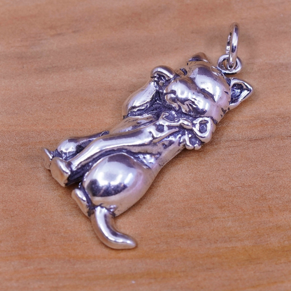 Vintage Sterling silver handmade pendant, 925 cat, kitty pendant